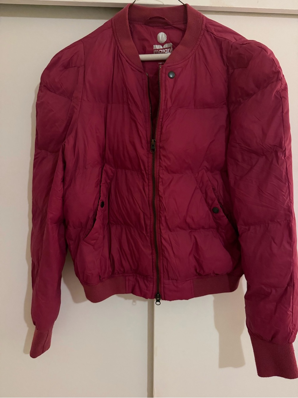 Isabel Marant Raspberry Quilted Bomber Jacket